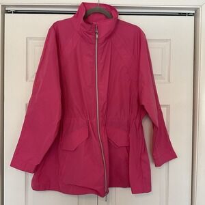 Athleta Women Jacket 1X Plus Pink Spring Packable Windbreaker Full Zip Westerly